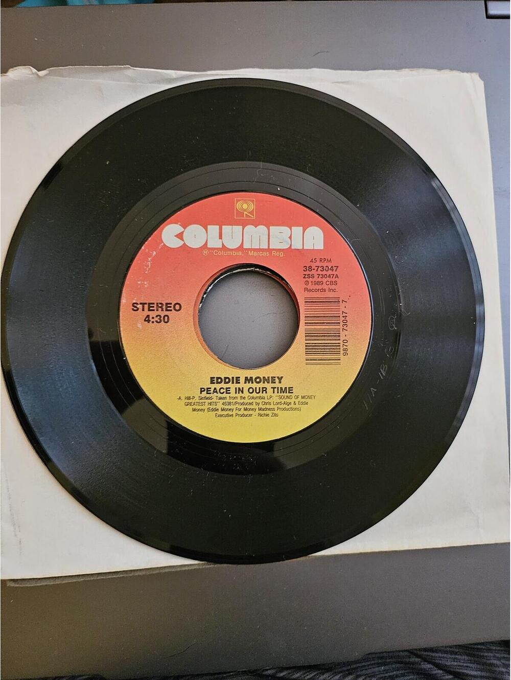 Eddie Money – Peace In Our Time 45 RPM RECORD